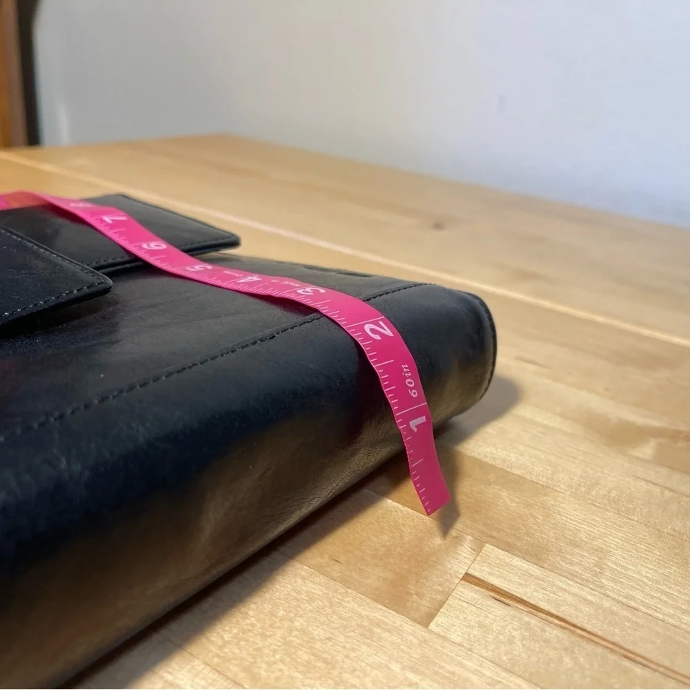 Vintage Time Manager Original Black Gloss Leather 6-Ring Personal Planner Binder
